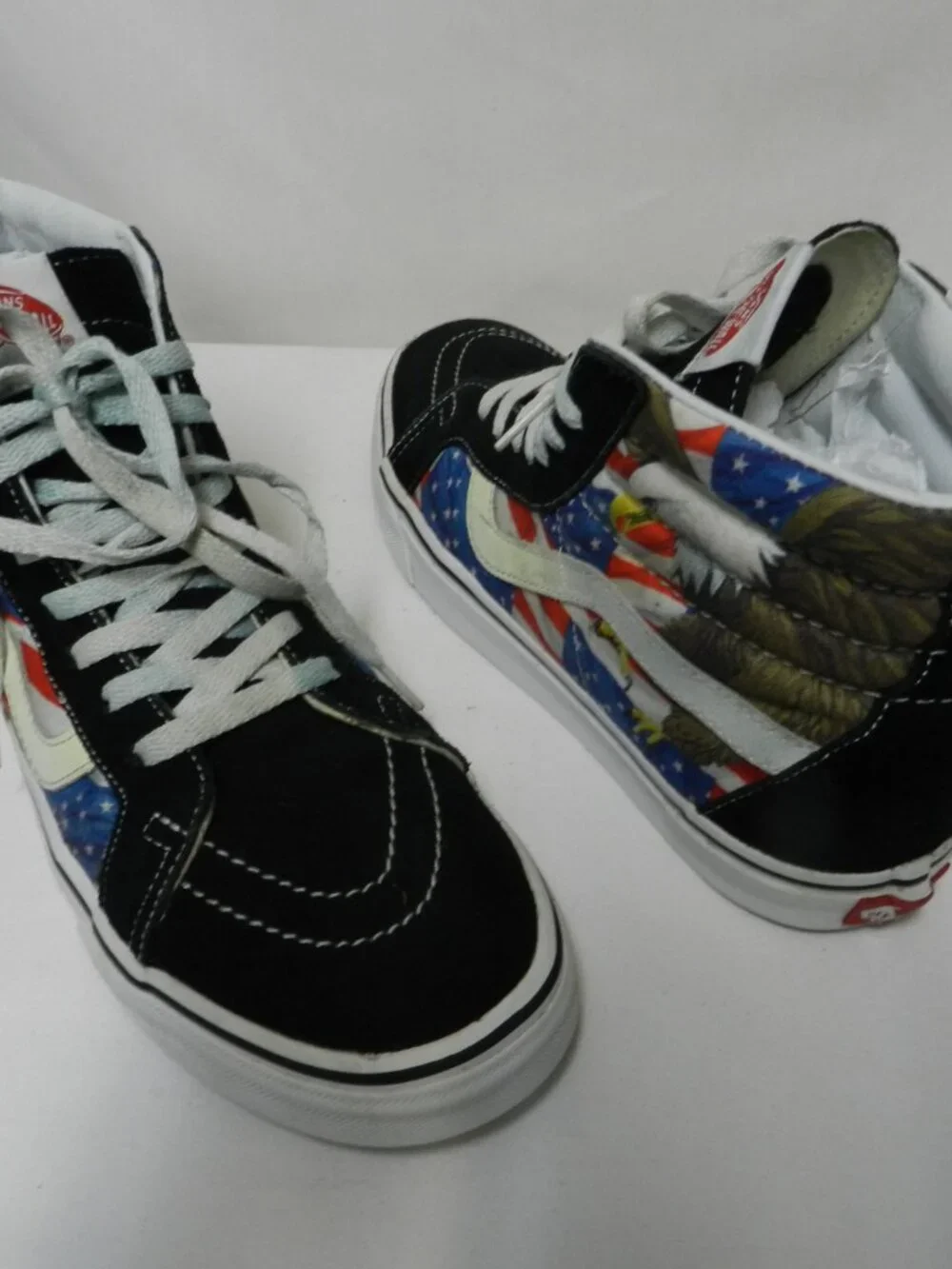 VANS Sk8-Hi Freedom Eagle USA FLAG Suede Canvas sneakers tennis shoes Size 9.5